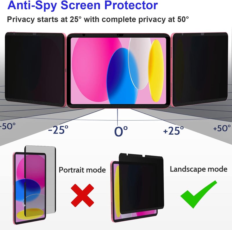 Mamol Magnetic iPad 11th generation (A6, 2025)/ 10th generation (2022) Privacy Screen Protector, iPad 10.9 inchAnti Blue Light Glare Spy Privacy Filter - Image 2